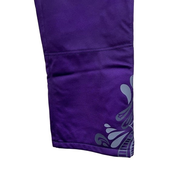 Athleta Floral Design Soft Shell Fleece Lined Ski/Snow Pants Purple Size 6 Tall - Picture 5 of 10